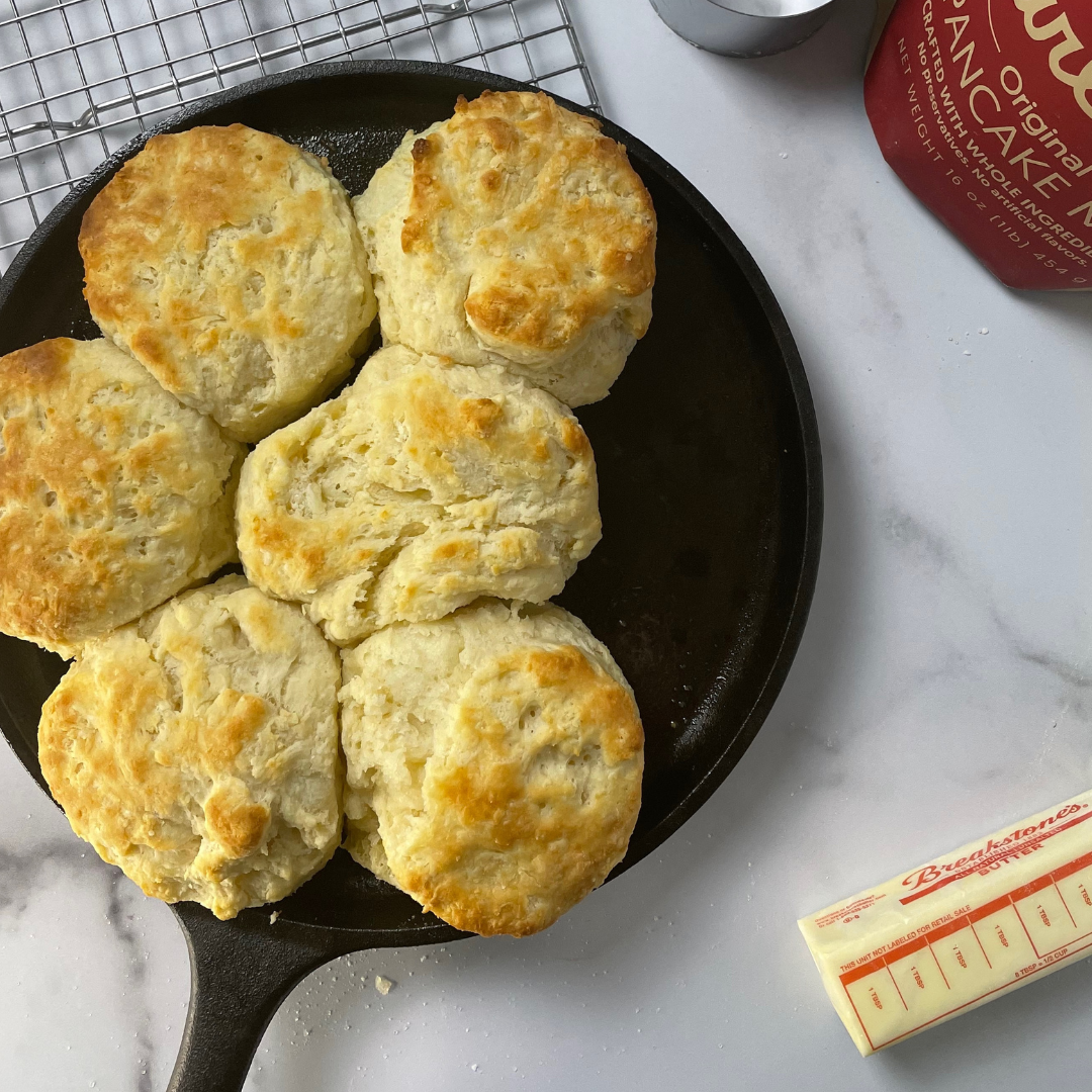 Make biscuits using pancake mix!